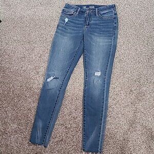 Ana mid rise light wash distressed ripped skinny jeans jeggings